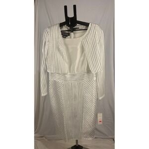 Stacy Adams Womens White Sheath Dress and Bolero Jacket Set 78427 Size 14